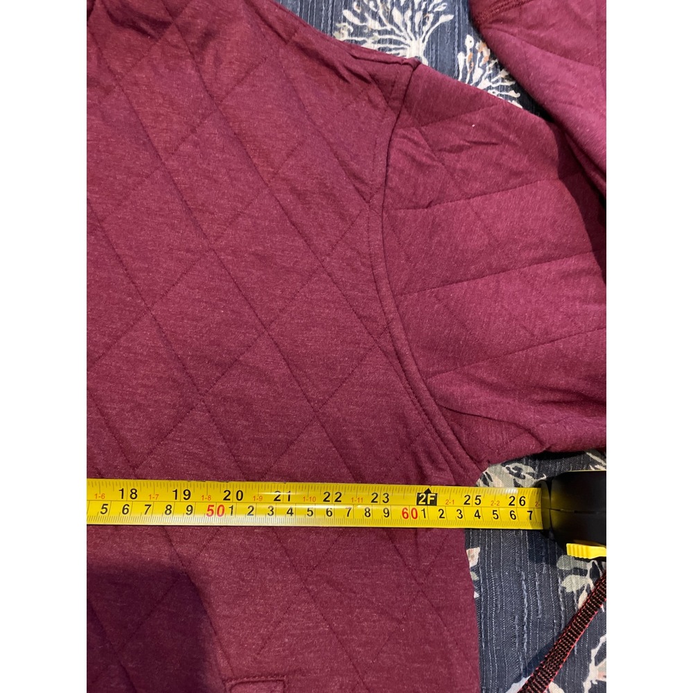 Lands' End Quilted Pullover Hoodie Women's XXL Burgundy Snap Neck Top FlawNew‎ - Picture 7 of 11